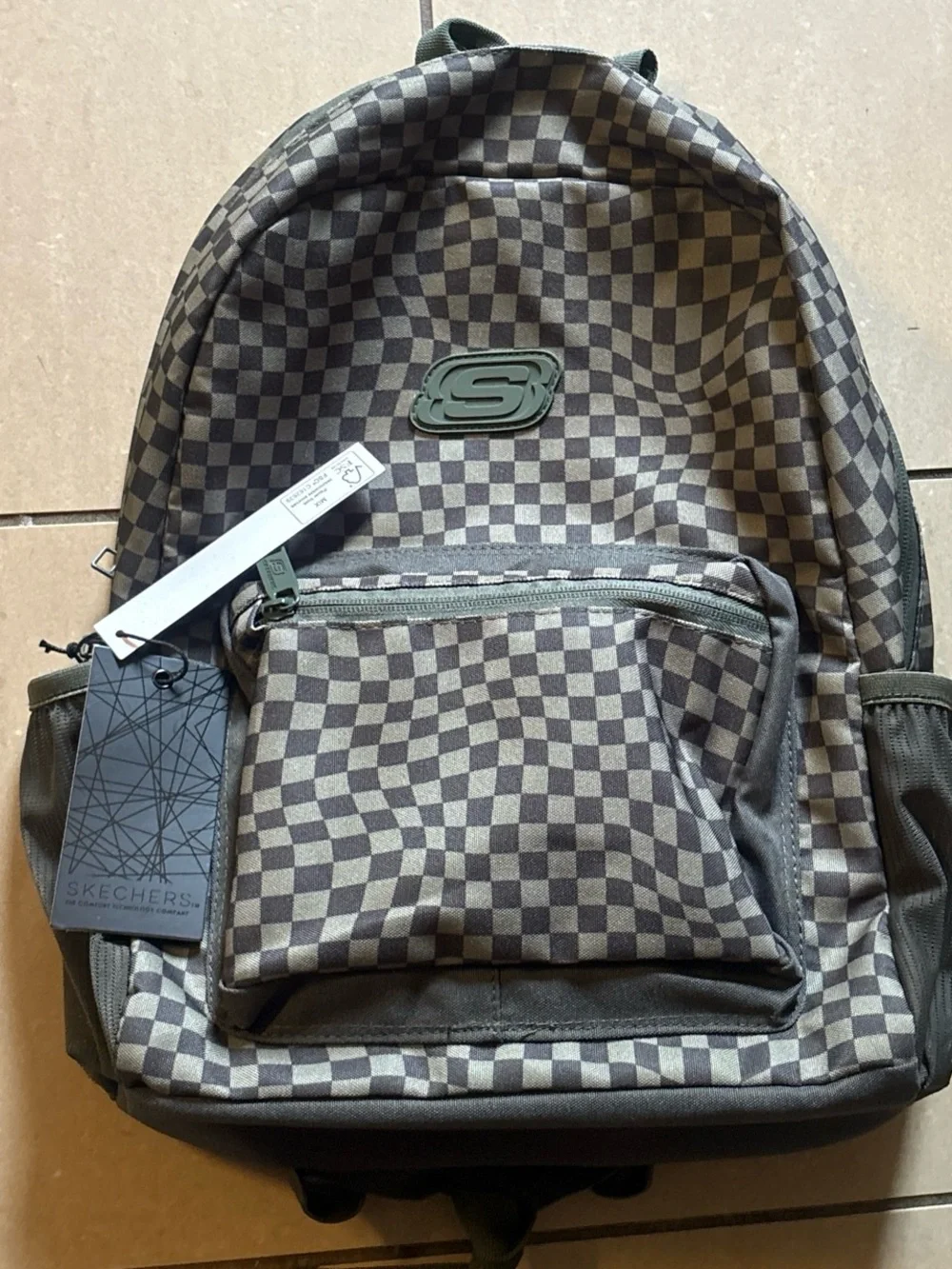 NWT Skechers Men's Checkerboard Backpack in Olive